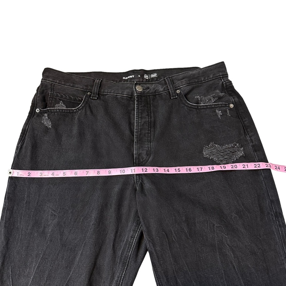 Old Navy | High Rise Slouchy Straight Jeans Black Button Fly Size 16‎ - Picture 11 of 13